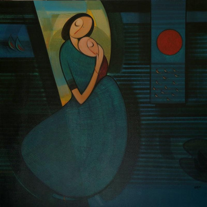Mother And Child 1 Painting by Dattatraya Thombare | ArtZolo.com