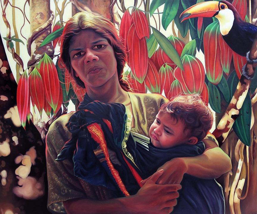 Figurative oil painting titled 'Mother And Child 1', 60x72 inches, by artist K G Babu on Canvas