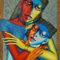 Figurative acrylic oil painting titled 'Mother And Child 2', 24x18 inches, by artist Dayanand Kamakar on Canvas