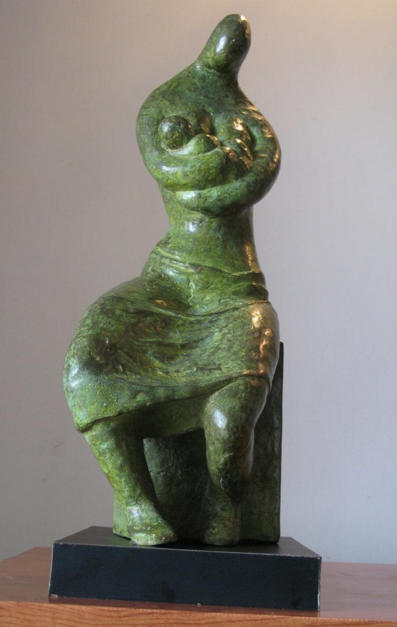 Figurative sculpture titled 'Mother And Child 2', 20x8x9 inches, by artist Shankar Ghosh on Bronze