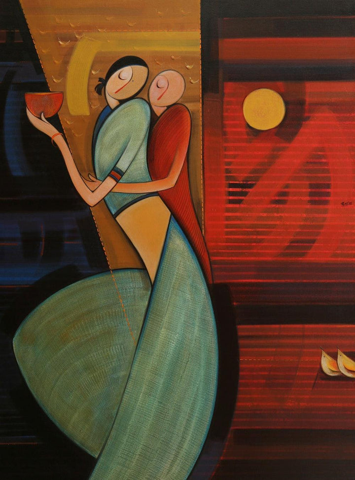 Mother And Child 3 Painting by Dattatraya Thombare | ArtZolo.com
