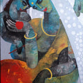 Figurative acrylic painting titled 'Mother And Child', 37x23 inches, by artist Appam Raghavendra on canvas
