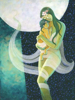 Figurative acrylic painting titled 'Mother And Child', 48x36 inches, by artist Pallavi Deodhar on Canvas