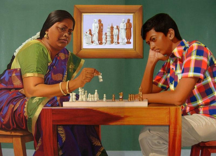 Mother And Child Chess Painting by Sakthivel Ramalingam | ArtZolo.com