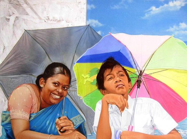 Mother And Child Umbrella Painting by Sakthivel Ramalingam | ArtZolo.com
