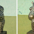 Nude sculpture titled 'Mother', 9x9x36 inches, by artist Prabhakar Singh on Welded Iron,Brass