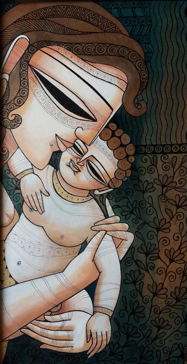 Mother Child I Painting by Devirani Dasgupta | ArtZolo.com