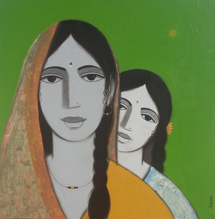 Mother Daughter 2 Painting by Nagesh Ghodke | ArtZolo.com