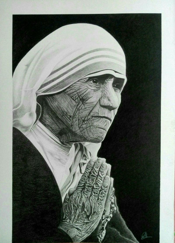 Mother Teresa Pencil Sketch Drawing by Arindam Paul | ArtZolo.com