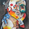 Animals acrylic painting titled 'Mother and child', 36x24 inches, by artist Uttam Manna on Canvas