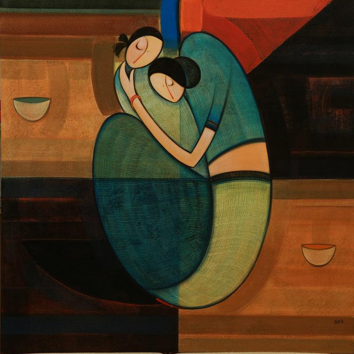 Motherhood 2 Painting by Dattatraya Thombare | ArtZolo.com
