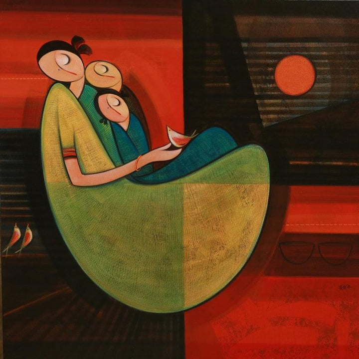 Motherhood 3 Painting by Dattatraya Thombare | ArtZolo.com