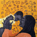 Figurative acrylic oil painting titled 'Motherhood', 36x36 inches, by artist Deepali S on Canvas