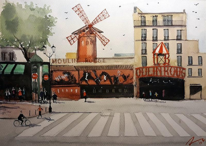 Moulin Rouge France Painting by Arunava Ray | ArtZolo.com