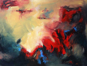 Abstract acrylic painting titled 'Mountain', 36x48 inches, by artist NIkHIl Patil on Canvas Board