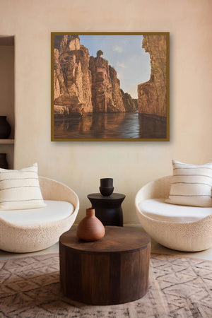 Mountains (River of Time) by artist Durshit Bhaskar displayed in a Luxury gallery