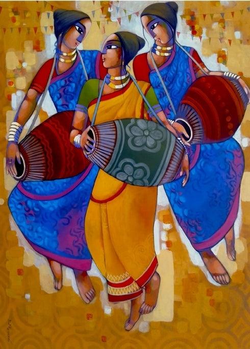 Mridanga Painting by Sekhar Roy | ArtZolo.com