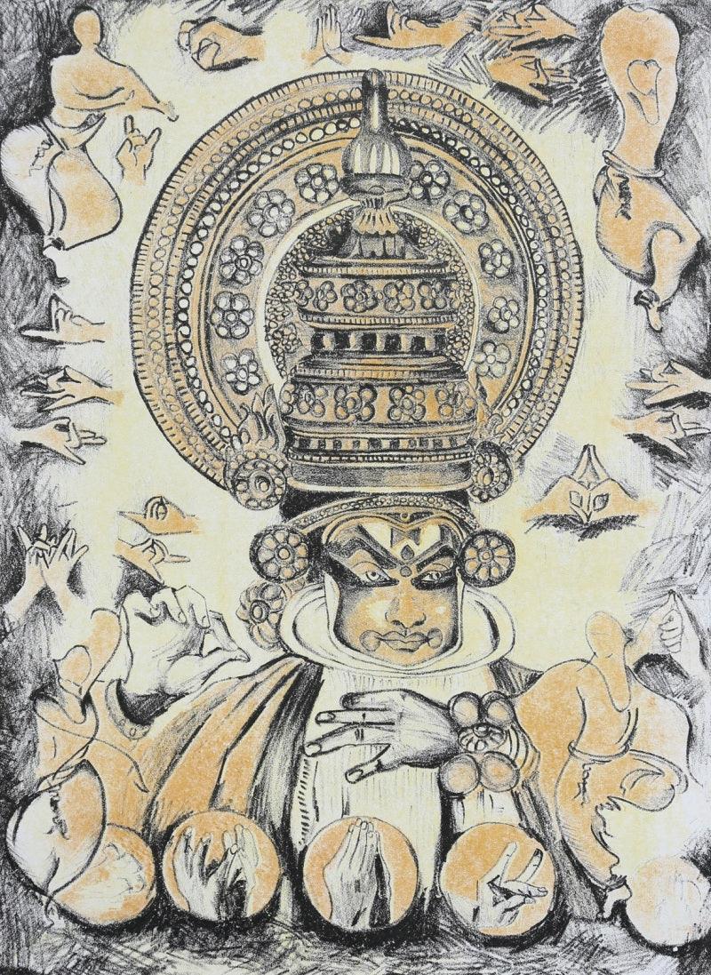 Religious printmaking titled 'Mudra 2', 12x8 inches, by artist Kanchan Kapruwan on Paper