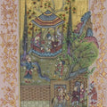 Figurative mughal traditional art titled 'Mughal Court', 9x7 inches, by artist Unknown on Silk