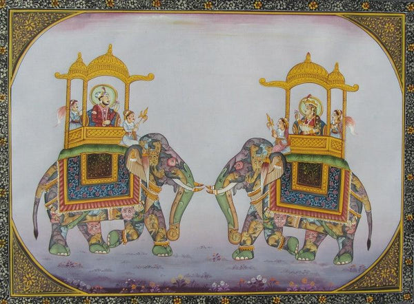 Mughal Elephants 2 Traditional Art by E Craft | ArtZolo.com
