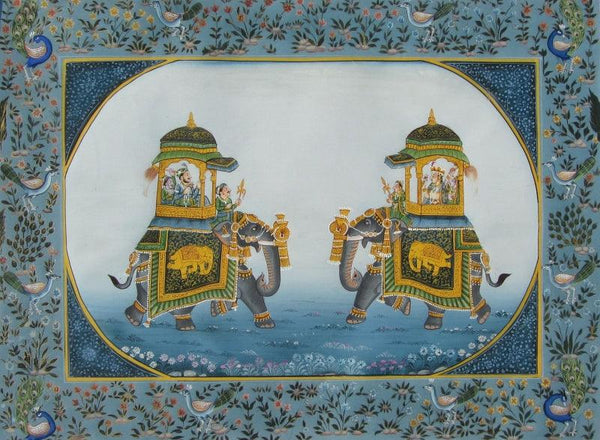 Mughal Elephants 3 Traditional Art by E Craft | ArtZolo.com