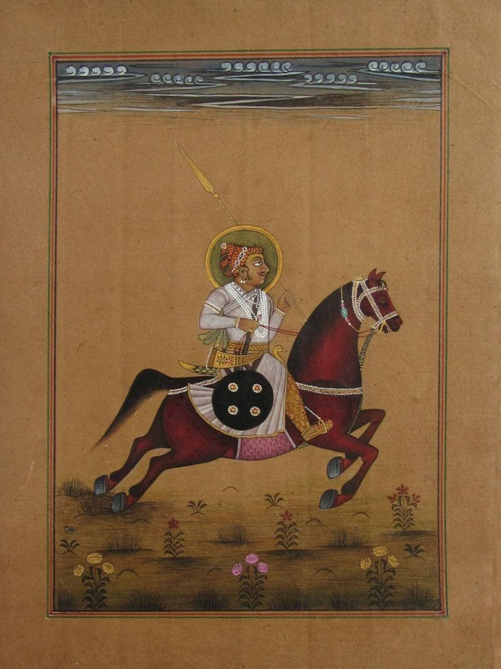 Mughal Emperor On Horse Traditional Art by Unknown | ArtZolo.com