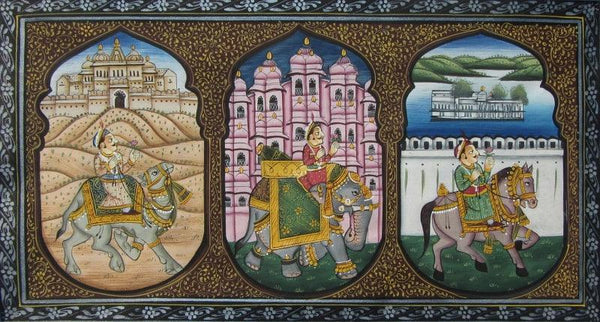 Mughal King On Animals 1 Traditional Art by E Craft | ArtZolo.com