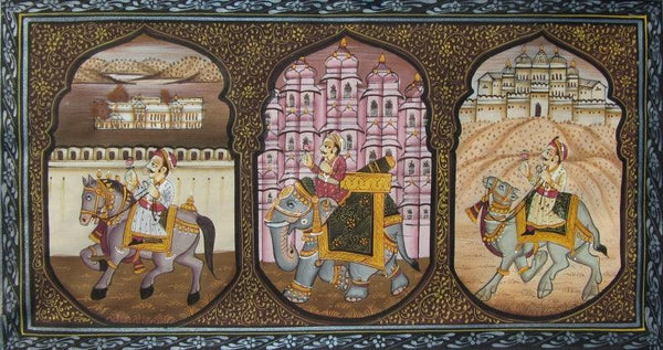 Mughal King On Animals 2 Traditional Art by E Craft | ArtZolo.com