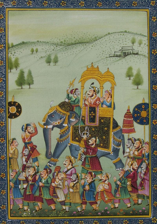 Mughal Procession Traditional Art by E Craft | ArtZolo.com