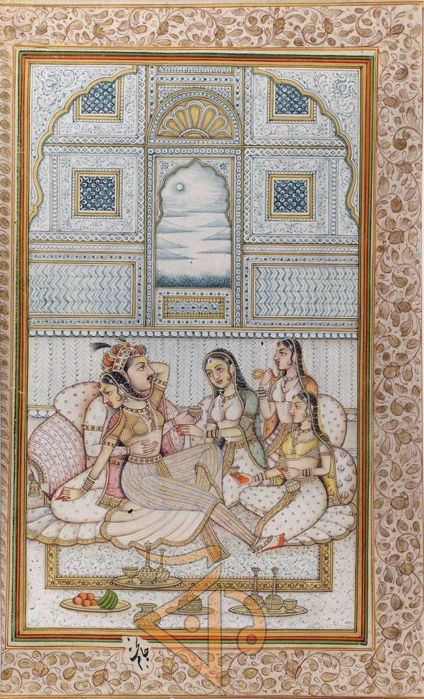 Mughal King With Queens 1 Traditional Art by Kalaviti Arts | ArtZolo.com