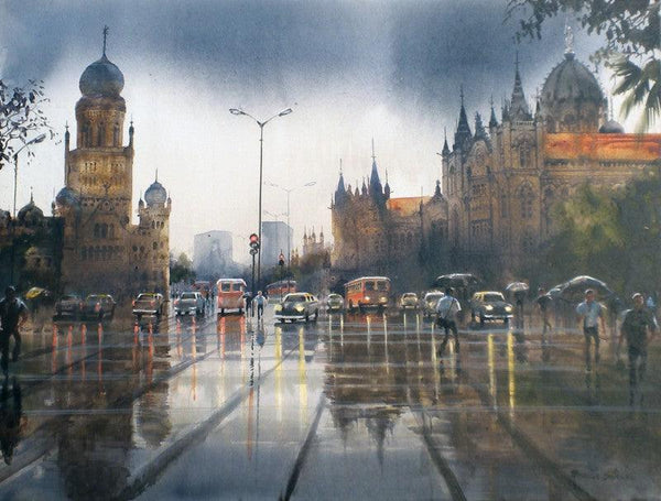 Mumbai After Shower I Painting by Bhuwan Silhare | ArtZolo.com