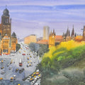 Cityscape watercolor painting titled 'Mumbai', 22x30 inches, by artist Bipul Roy on Fabriano Paper
