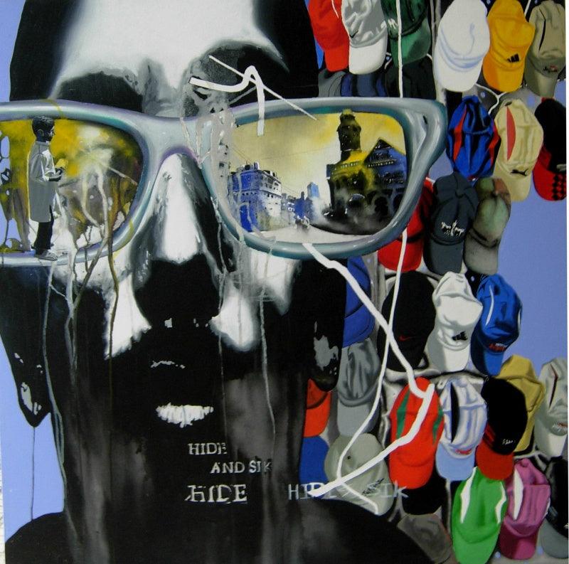 contemporary acrylic painting titled 'Mumbai', 36x36 inches, by artist Manohar Rathod on Canvas