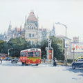 Cityscape watercolor painting titled 'Mumbai', 20x24 inches, by artist Raju Sarkar on Paper