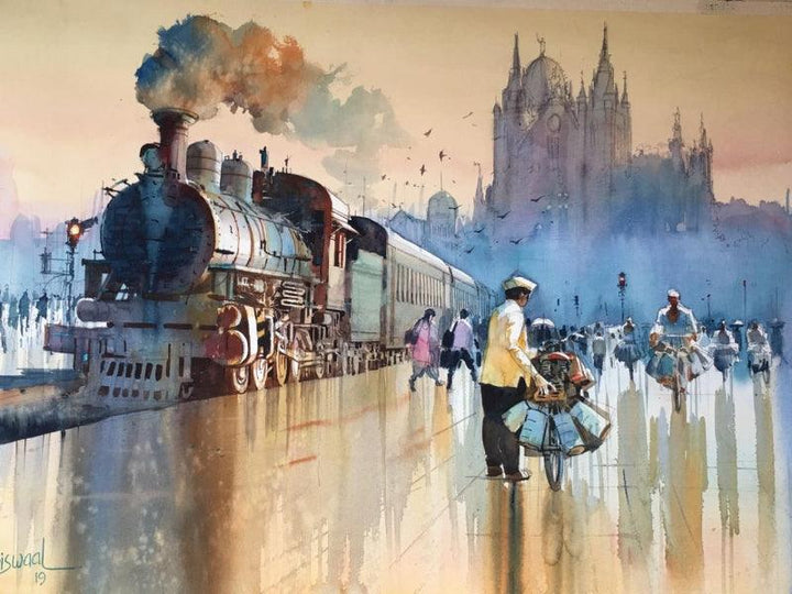 Mumbai Dabbawala 1 Painting by Bijay Biswaal | ArtZolo.com