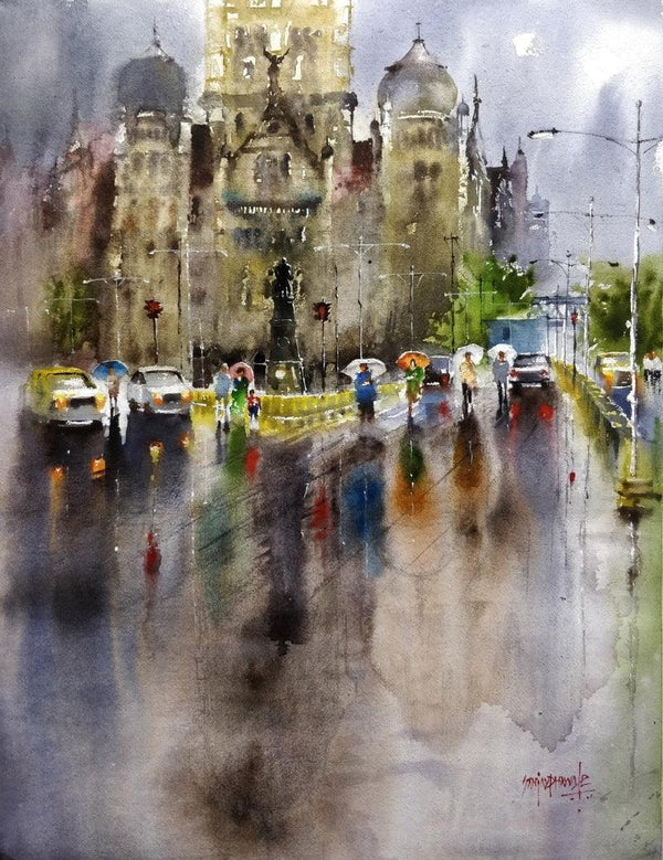 Mumbai In Rain Painting by Sanjay Dhawale | ArtZolo.com