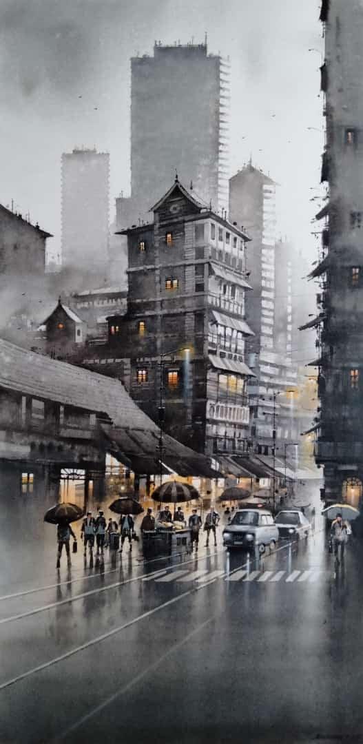 Mumbai Rain 2 Painting by Nanasaheb Yeole | ArtZolo.com