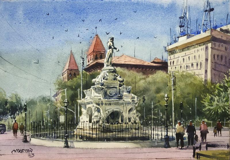Cityscape watercolor painting titled 'Mumbai Series 1', 12x8 inches, by artist Niketan Bhalerao on Paper