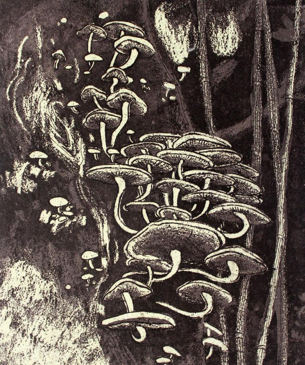 Mushrooms In The Woods 1 Printmaking by Prachi Sahasrabudhe | ArtZolo.com