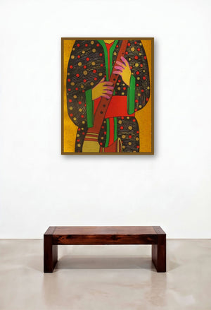 Music (Echoes of the Tribe) by artist Someshwar Patil displayed in a Coastal Hotel Suite