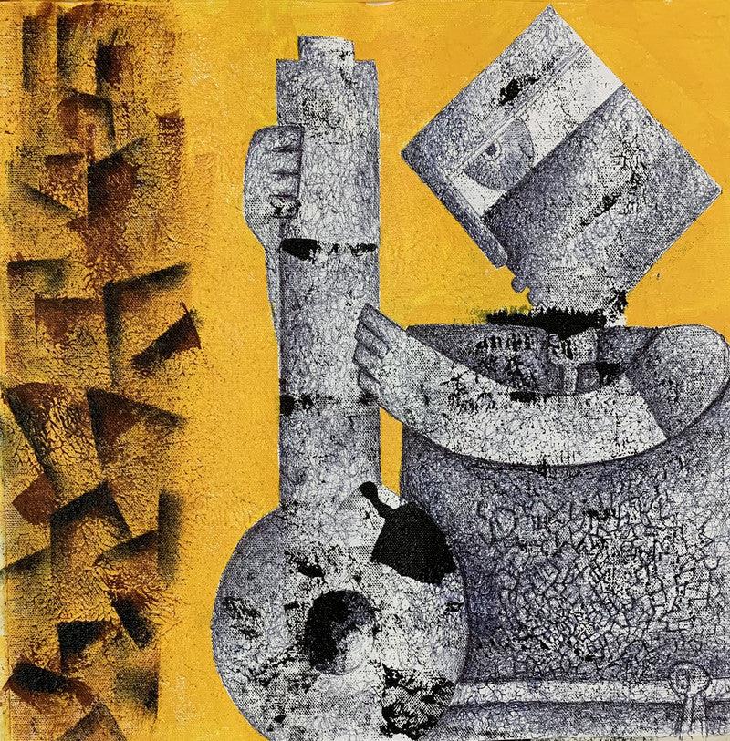 Figurative acrylic painting titled 'Music', 18x18 inches, by artist Amit Pithadia on Canvas