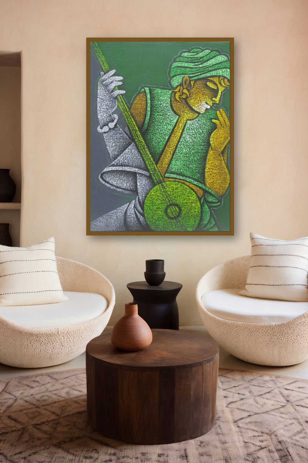 Music Vi (Emerald Rhapsody) by artist Satyajeet Shinde displayed in a Modern gallery