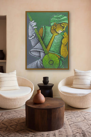 Music Vi (Emerald Rhapsody) by artist Satyajeet Shinde displayed in a Modern gallery