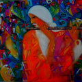 Figurative acrylic painting titled 'Music Within', 39x36 inches, by artist Madan Lal on Canvas