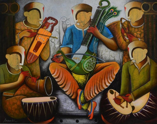 Musical Band 6 Painting by Anupam Pal | ArtZolo.com