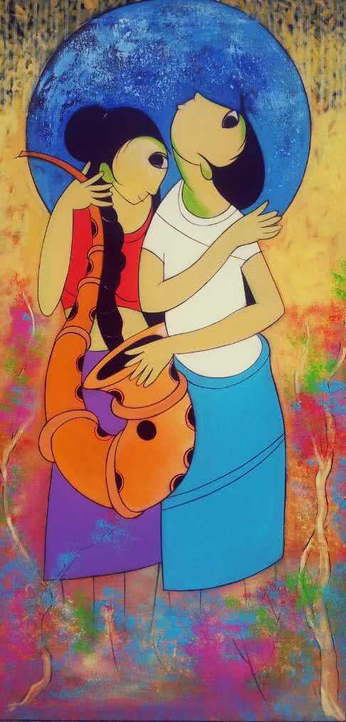 Musical Love Painting by Dnyaneshwar Bembade | ArtZolo.com