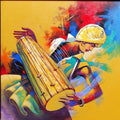 Figurative acrylic painting titled 'Musician 2', 33x33 inches, by artist Shankar Gojare on Canvas