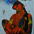 Figurative acrylic painting titled 'Musician', 37x23 inches, by artist Appam Raghavendra on Canvas