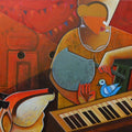 Figurative acrylic painting titled 'Musician', 30x36 inches, by artist Anupam Pal on Canvas