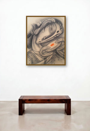 Musician I (A Touch of Warmth) by artist Ramesh Pachpande displayed in a Elegant Dining Room